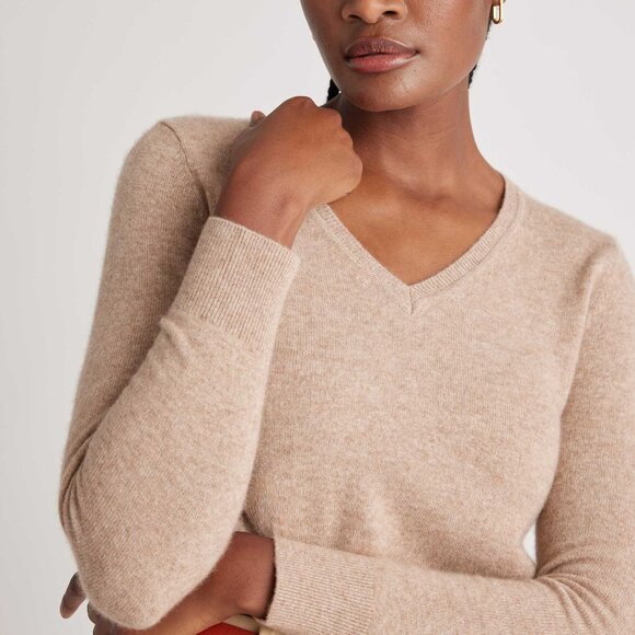 Quince 100% Mongolian Cashmere V-Neck Sweater Pullover Oatmeal - Picture 1 of 13